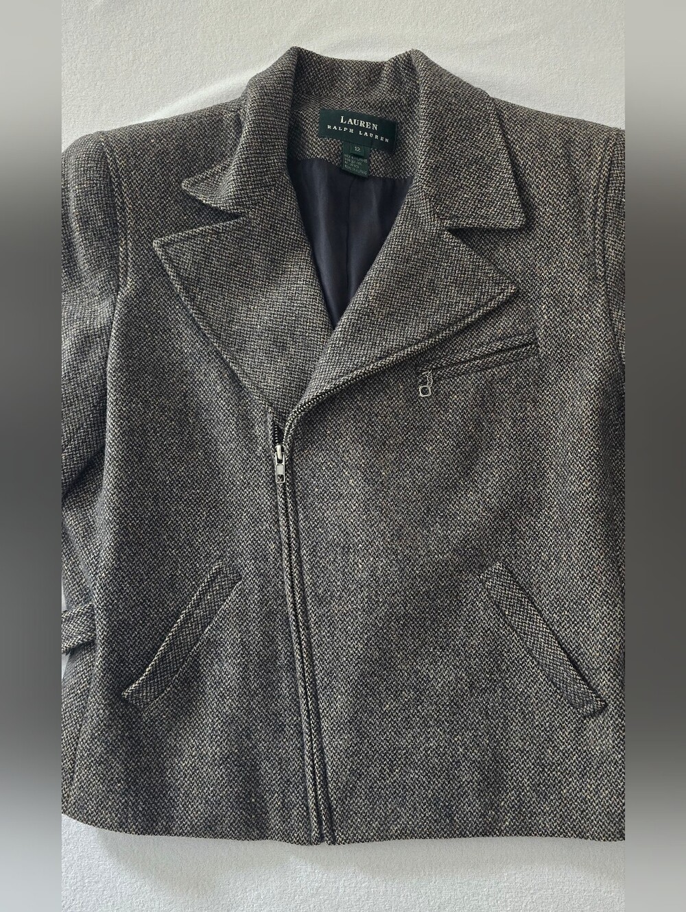 Ralph Lauren Tweed Jacket 100% Wool Size 12